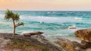 Looking toward the ocean at Sunset Point on North Stradbroke Island