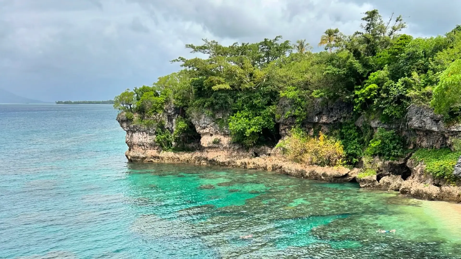 Overlooking the water and coral reefs at the restaurant at Top Rock on Efate in Vanuatu.