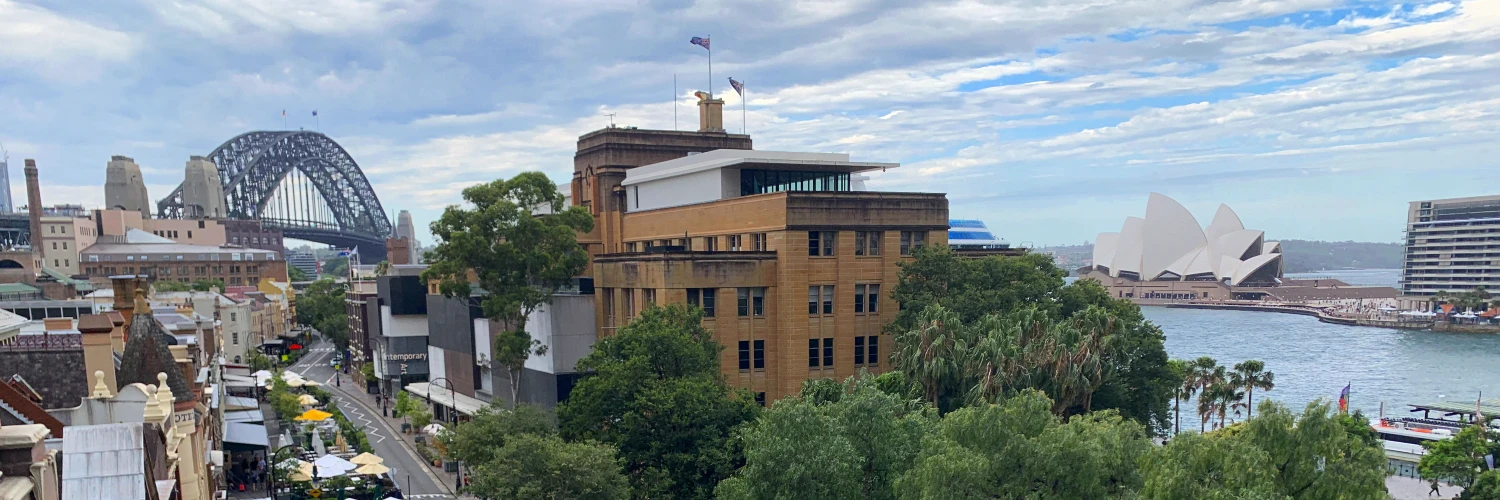 The Rocks in Sydney, including the Sydney Harbour Bridge, MCA and Sydney Opera House